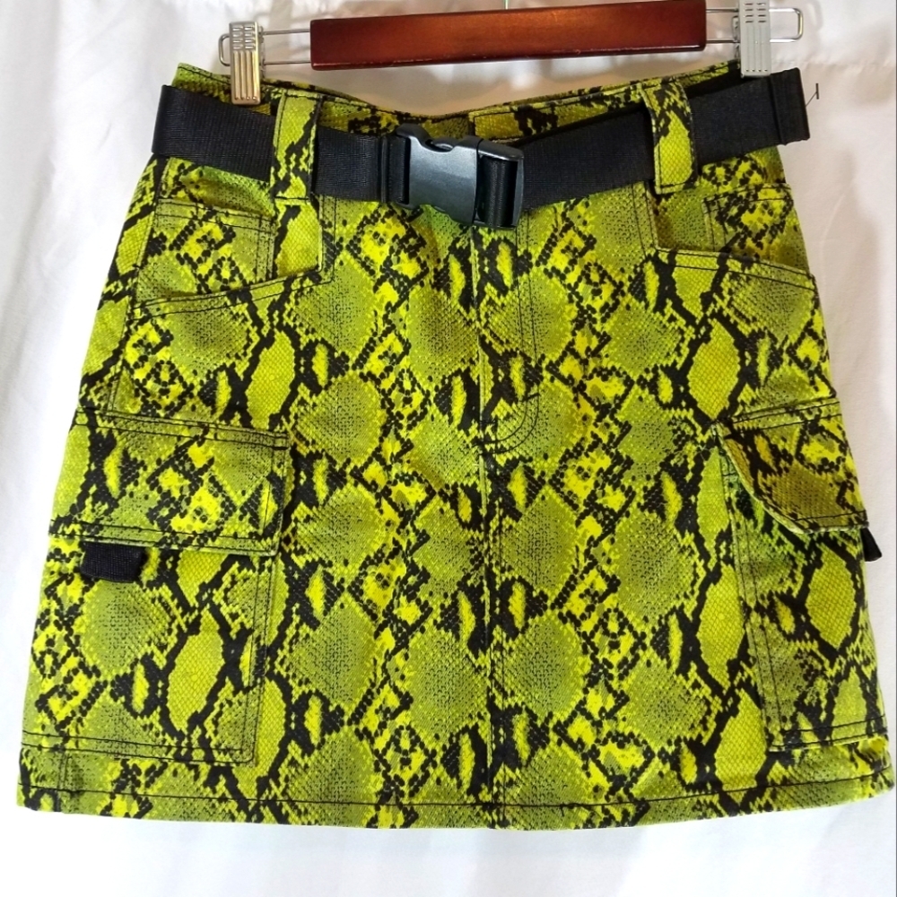 Topshop Snake Clip Buckle Denim Skirt 4